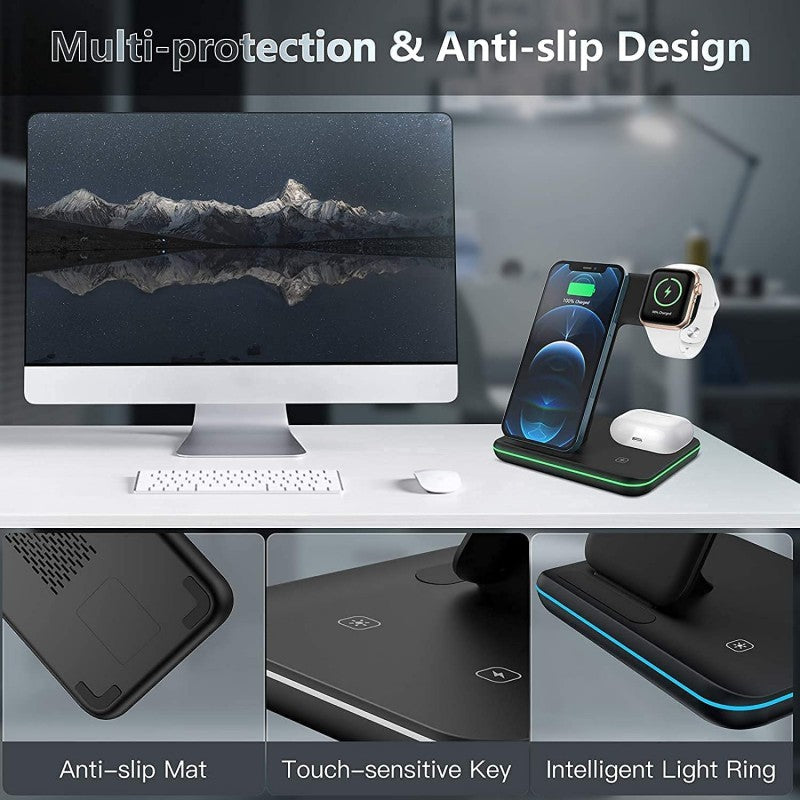 Wireless Charger 3 In 1 15W Fast Wireless Charging Station Wireless Charger 3 In 1 15W Fast Wireless Charging Station